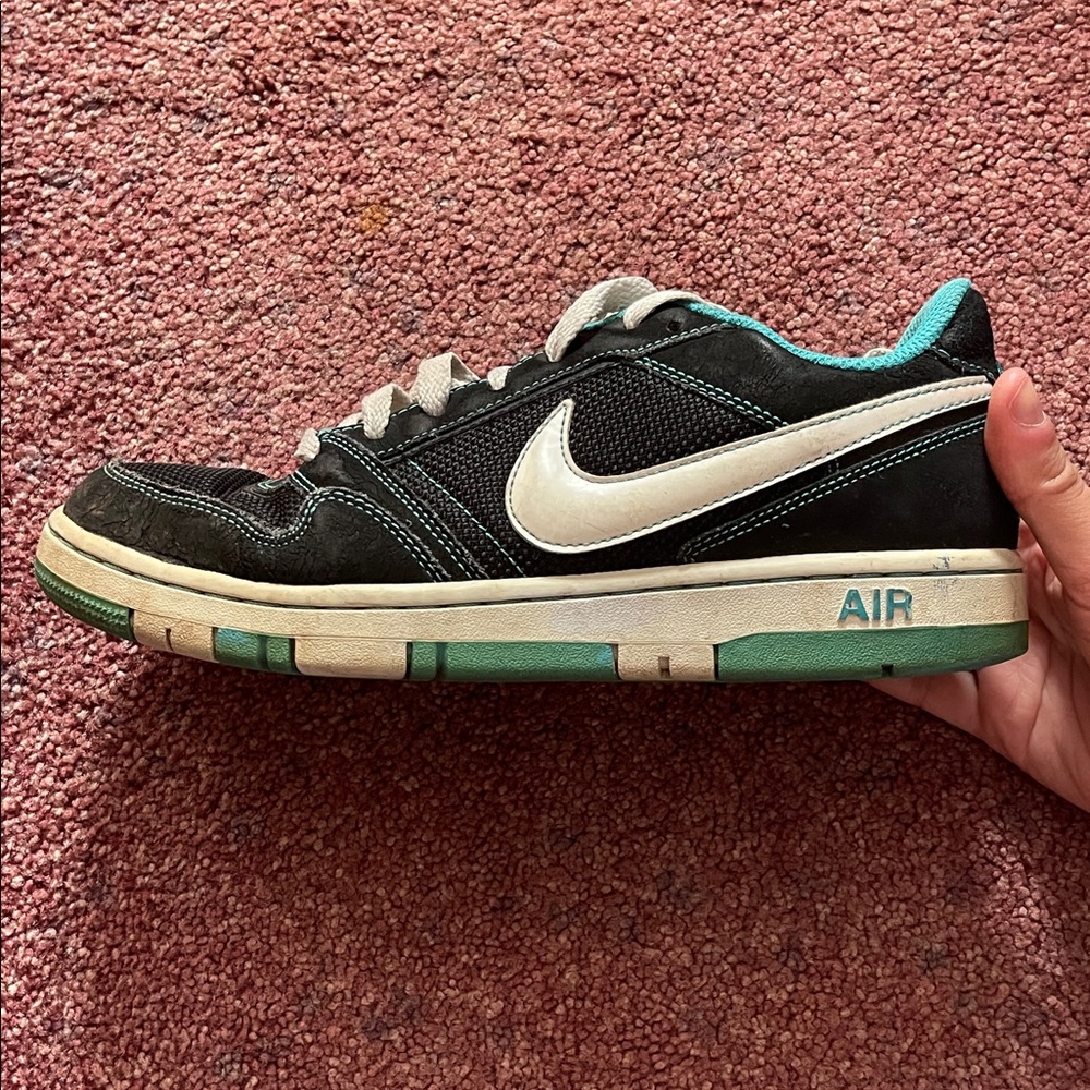 Nike Air Black and White Sneakers with Green Trim